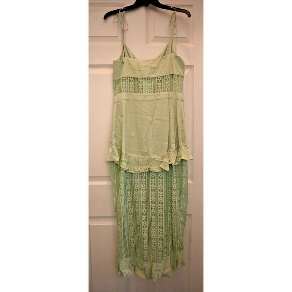 For Love & Lemons Women's Sz M Light Green Lovebird Lace Midi Dress - Picture 2 of 13